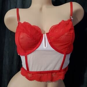 AUDEN Corset Bustier Top RED LINGERIE Sexy Boudior WOMEN'S MEDIUM